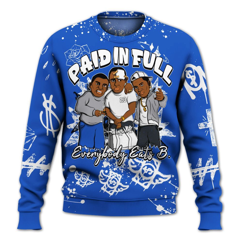 Sweatshirt To Match Retro Stealth 5s - Everybody Paid In Full Crayon All Over Print