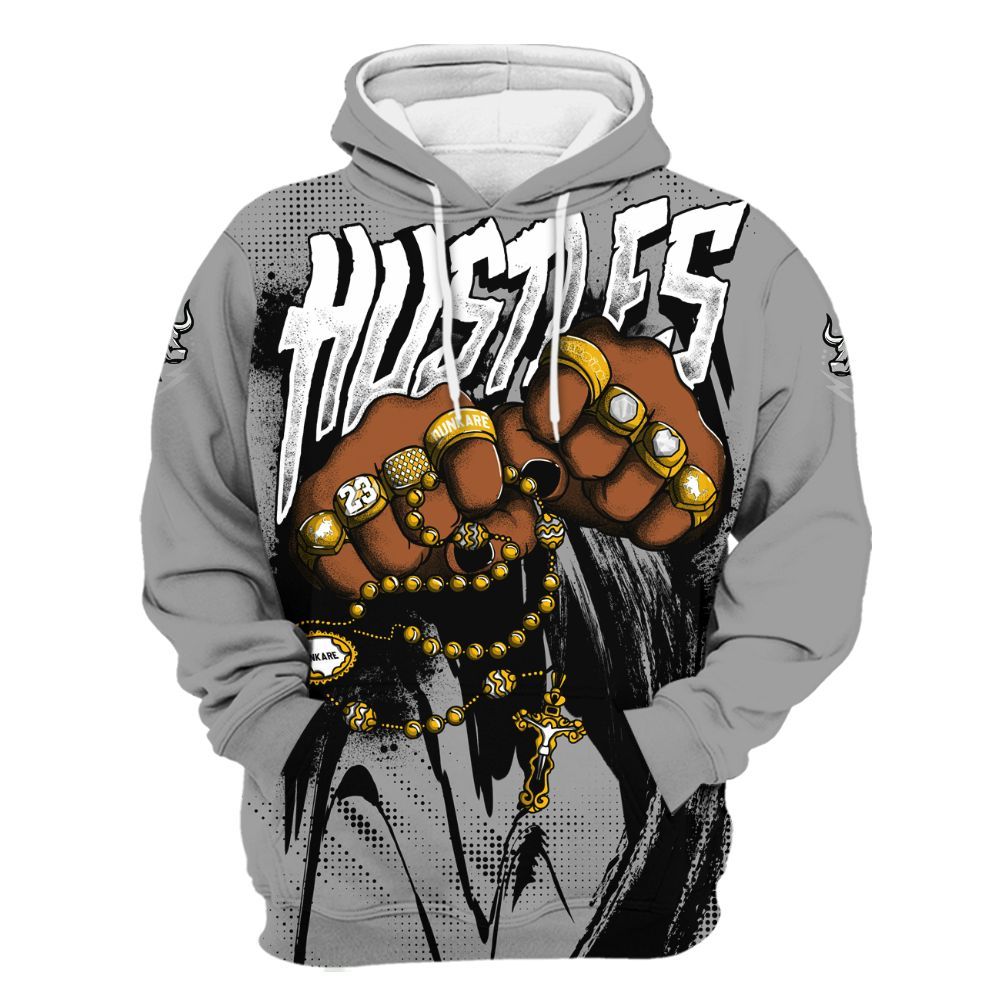 Hoodie To Match Black Wolf Grey 12s - Hustle Make Money All Over Print