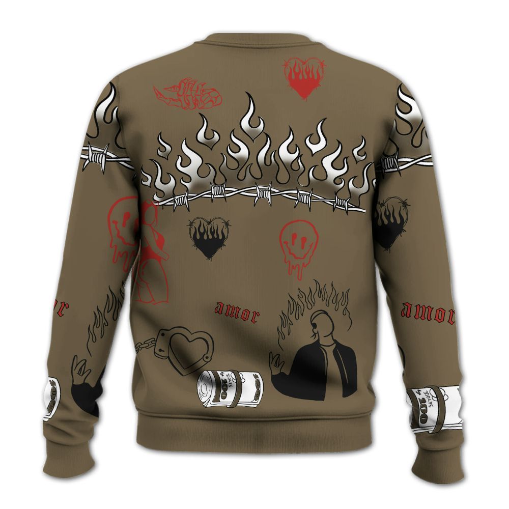 Sweatshirt To Match Olive 9s - Snake Trust No One All Over Print