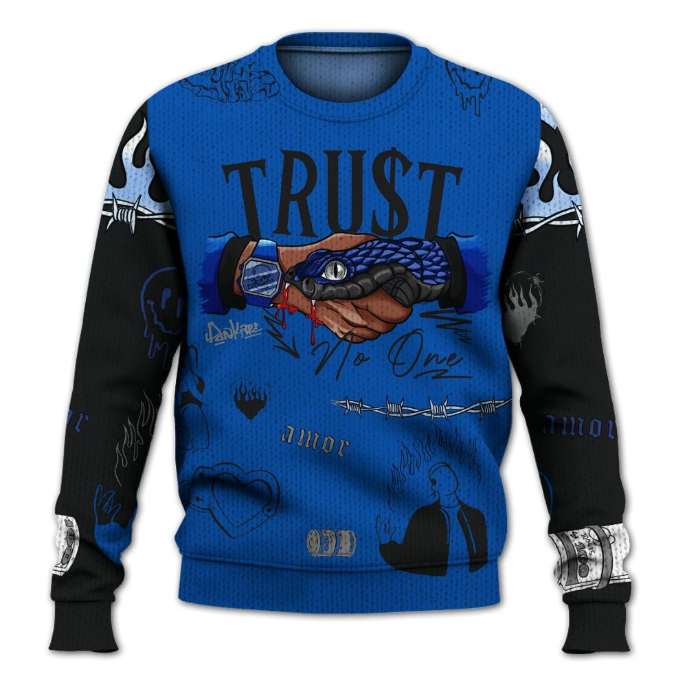 Knitted Sweater To Match Racer Blue 5s - Snake Trust No One