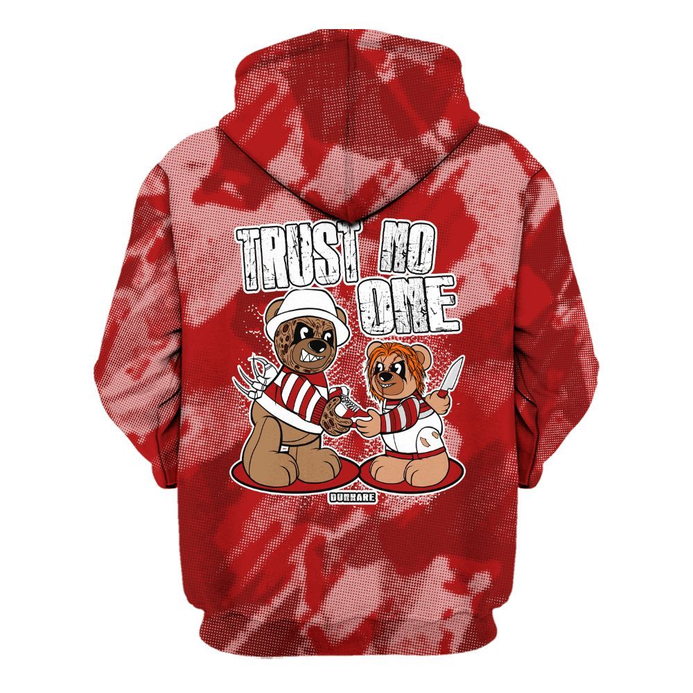 Hoodie To Match Red Taxi 12s - Trust No One Bear Abstract Halftone All Over Print