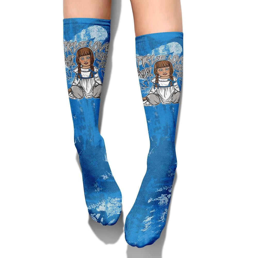 Sock To Match Military Blue 4s - Genuine Loves Bear Halloween Heart Grunge