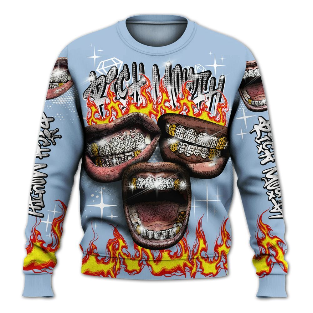 Sweatshirt To Match High University Blue 1s - Rich Mouth Fire Rap Retro 90s All Over Print