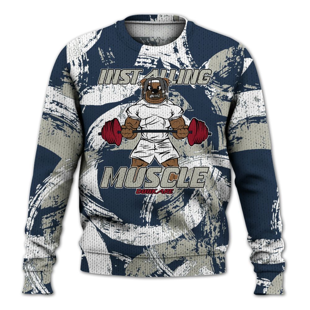 Knitted Sweater To Match Navy Blue 2024 6s - Installing Muscle Bear Circle Slpash