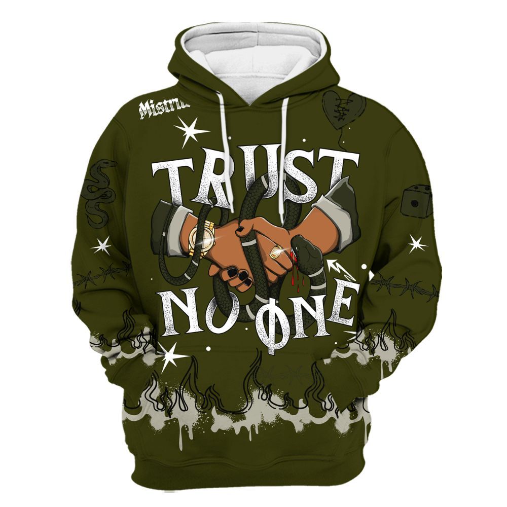 Hoodie To Match Dunk Low Pale Ivory Cargo Khaki - Trust No One Snake-Bite Doodle Crayon All Over Print