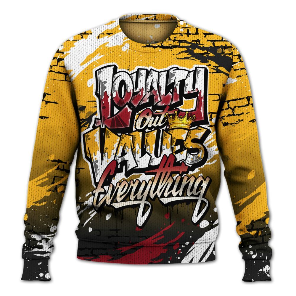 Sweater To Match White Taxi 12s Shirt, Values Of Loyalty Drip Graphic