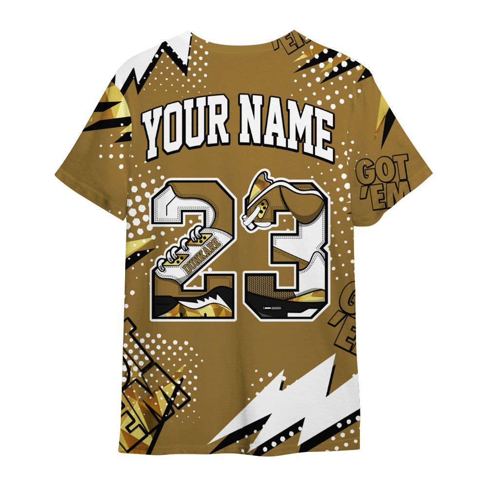 Shirt To Match NET Gold 4s - Custom Name Number 23 5s All Over Print