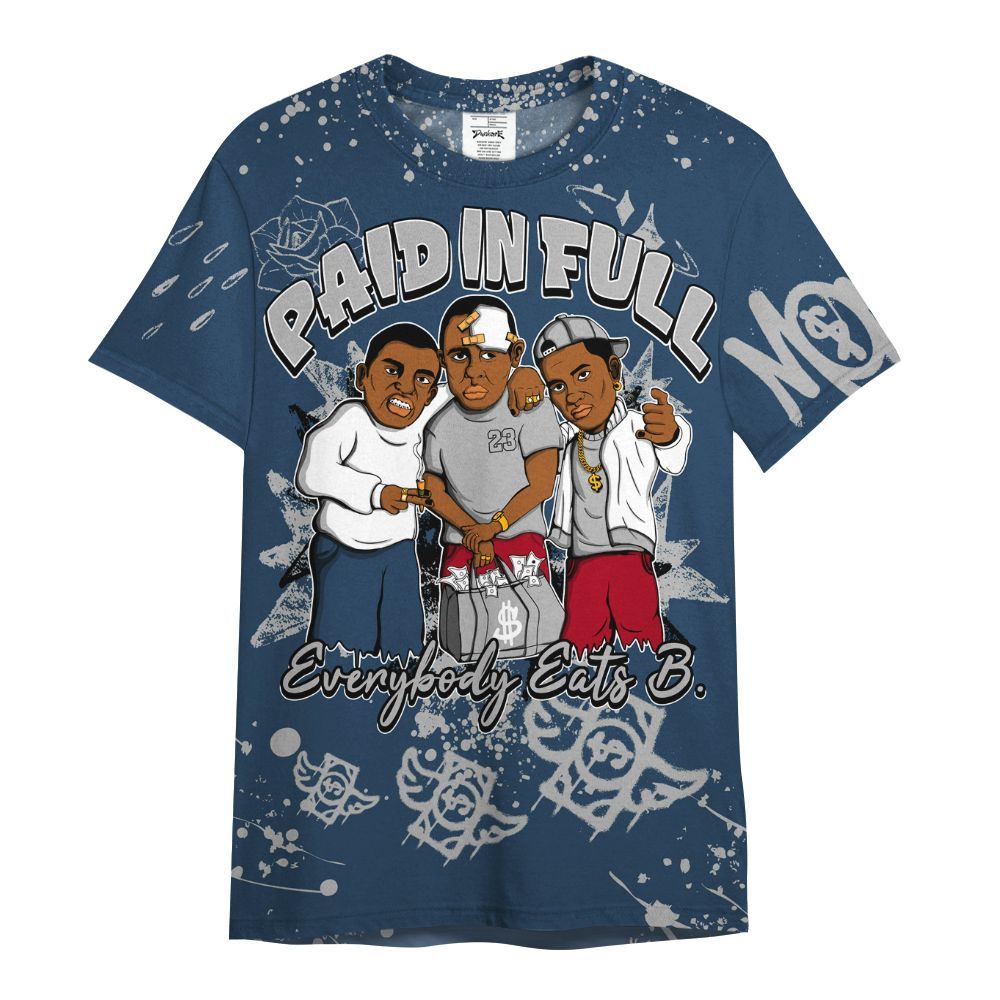 Shirt To Match Retro French Blue 2025 12s - Everybody Paid In Full Crayon All Over Print