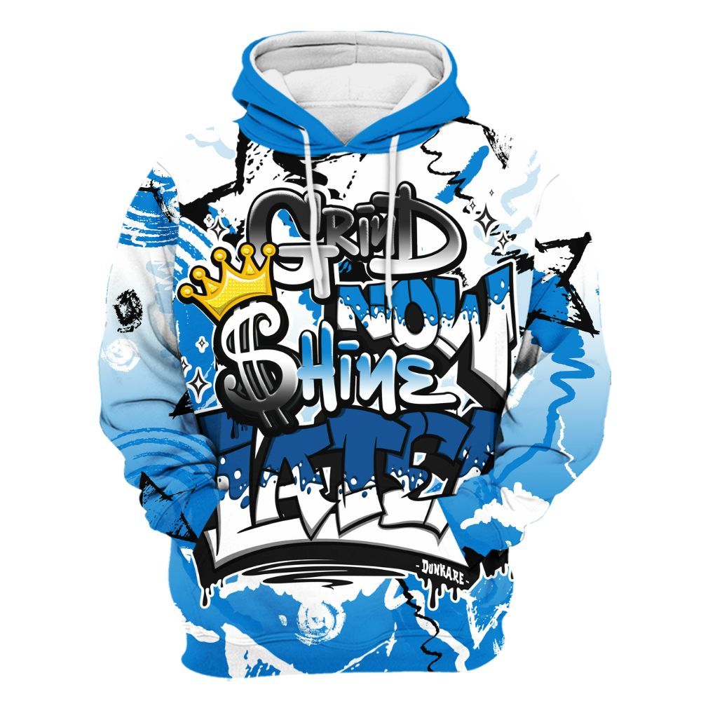 Hoodie To Match High OG FragmentxULA White Black 1s - Grind Shine Later Drip All Over Print