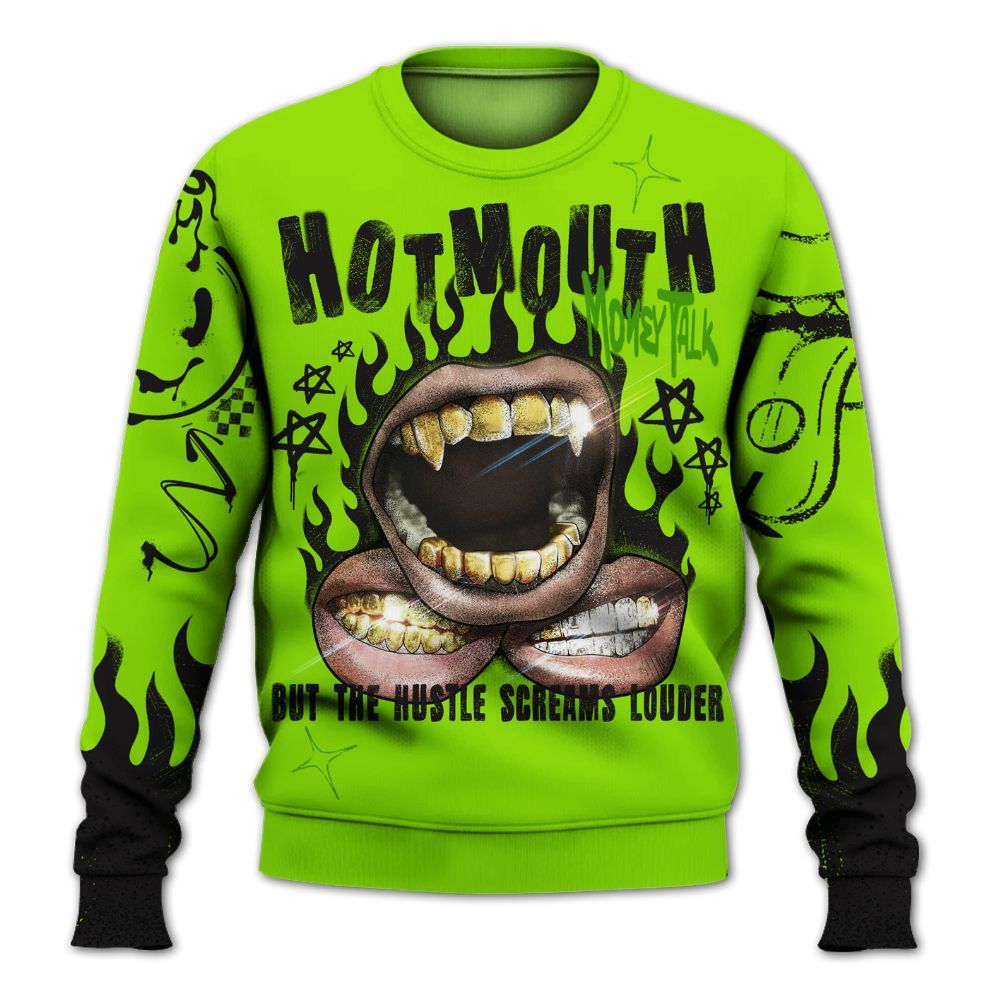 Sweatshirt To Match Electric Green 6s - Mouth Burning Street Style All Over Print