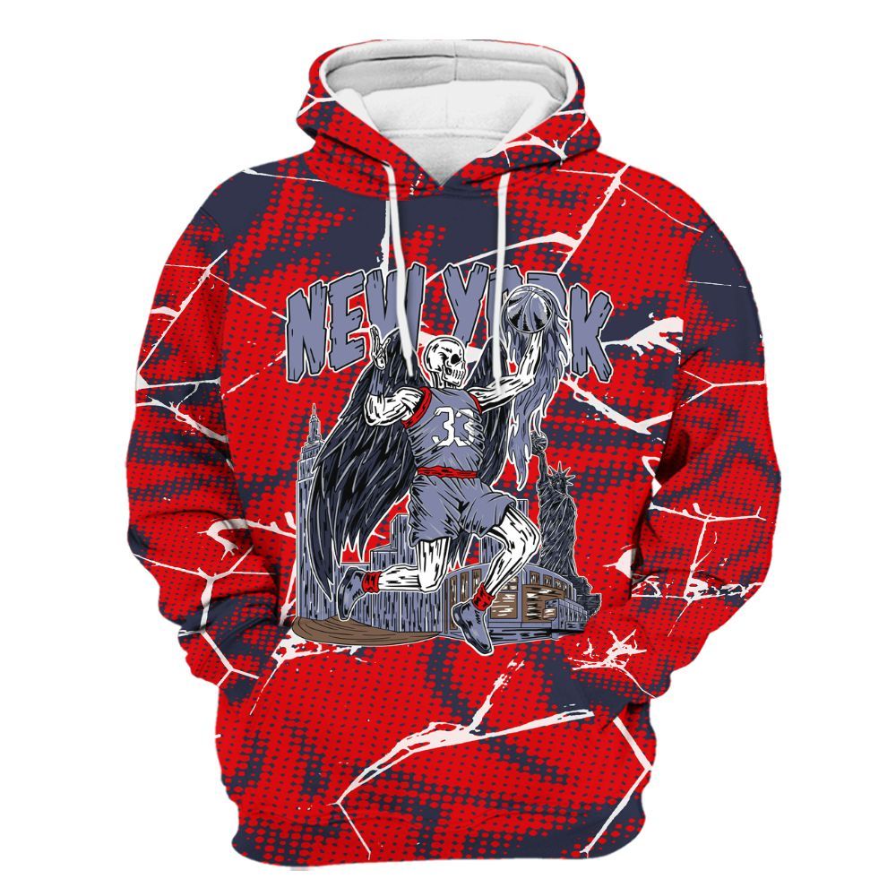Hoodie To Match Low OG Howard Bison 1s - Ewing Era Skeleton Crack All Over Print