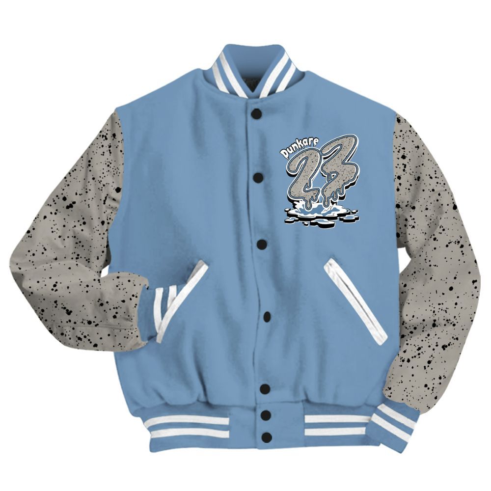 Varsity Jacket To Match University Blue 4s - Custom Name 23 Drip All Over Print