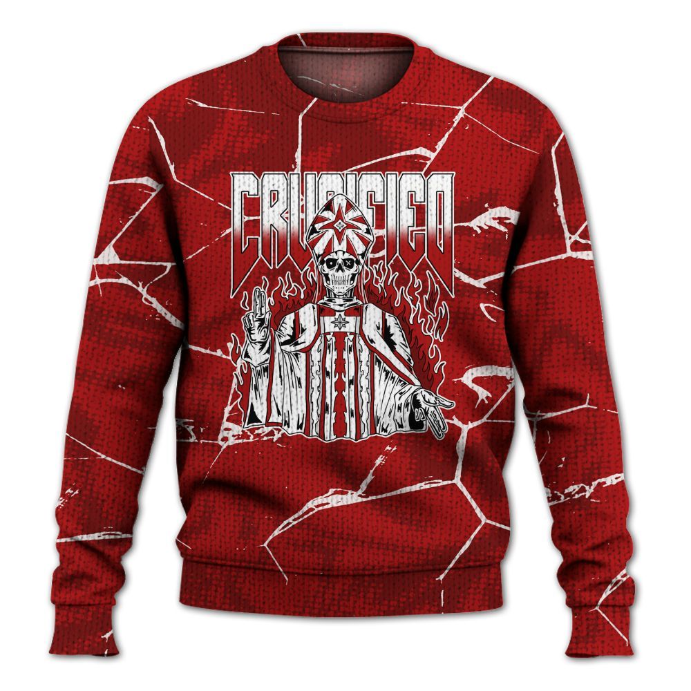 Knitted Sweater To Match Red Taxi 12s - Crucified Skeleton Crack