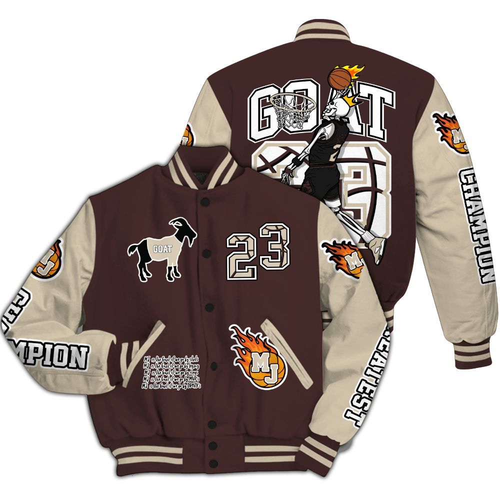 Varsity Jacket To Match Burgundy Crush 3s - 23 G.0.A.T Jump Up Basketball All Over Print