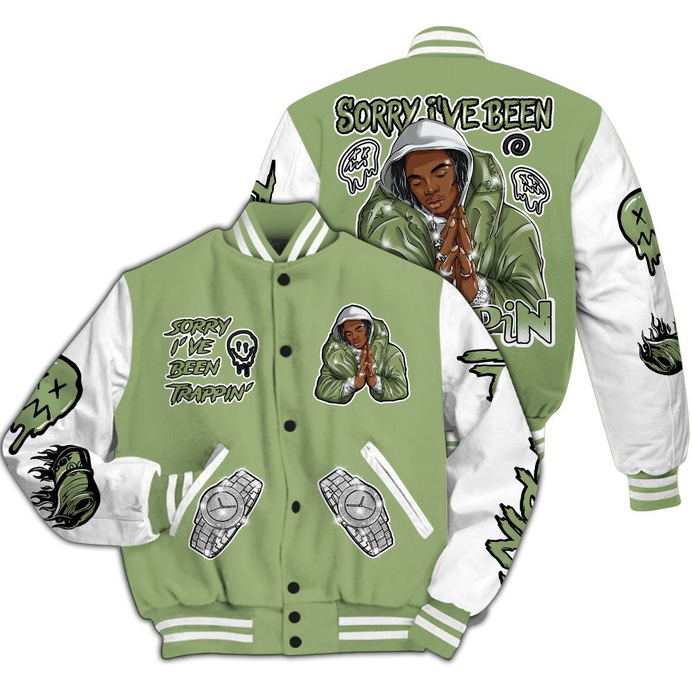 Varsity Jacket To Match Oil Green 4s - Trappin' Unique All Over Print