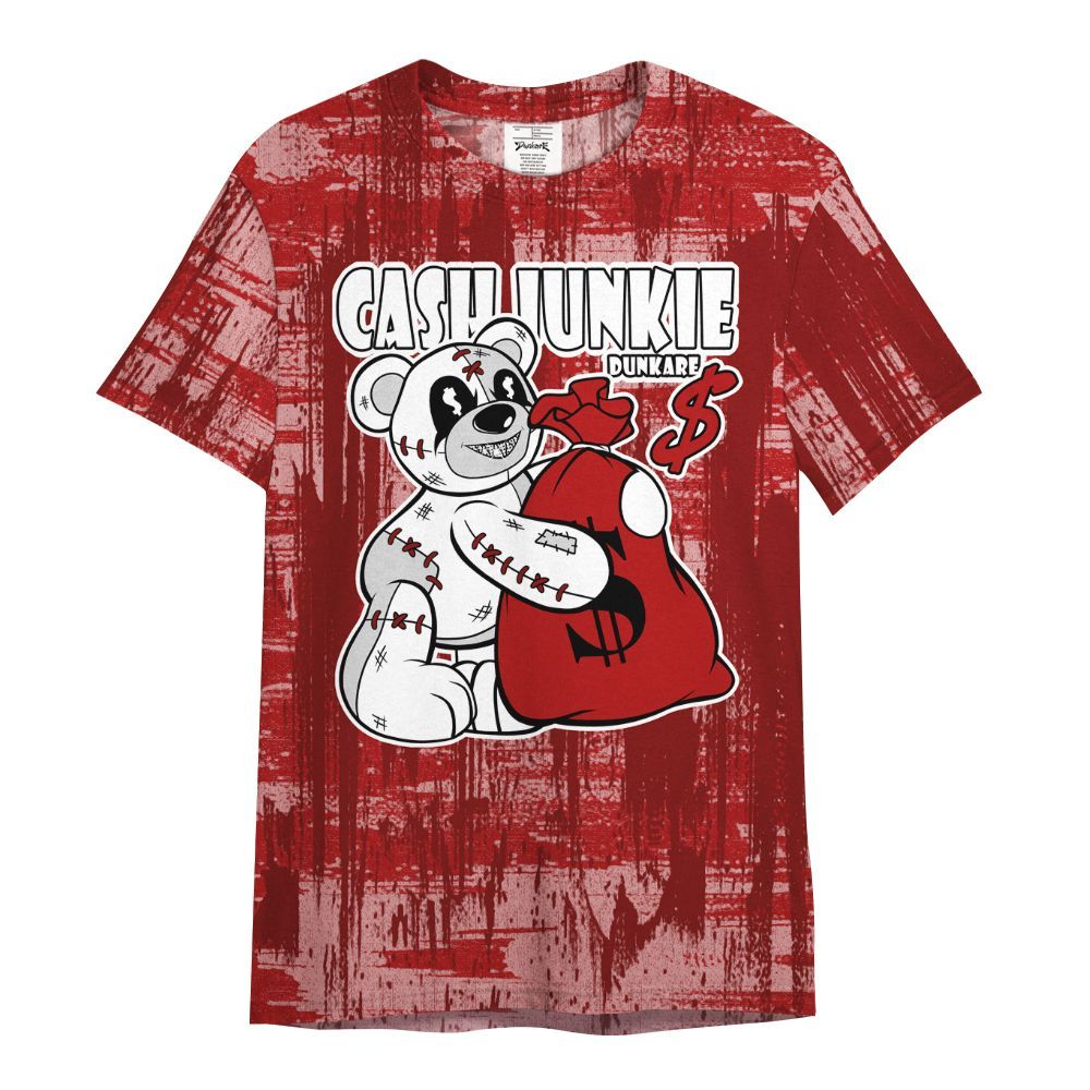 Shirt To Match Red Taxi 12s - Cashs Junkie Bear Glitch Art All Over Print