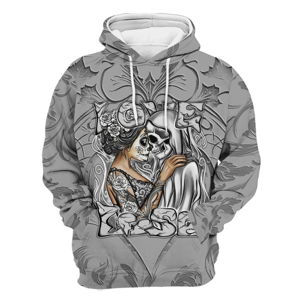 Hoodie To Match Black Wolf Grey 12s - Loves Lose Gothic All Over Print