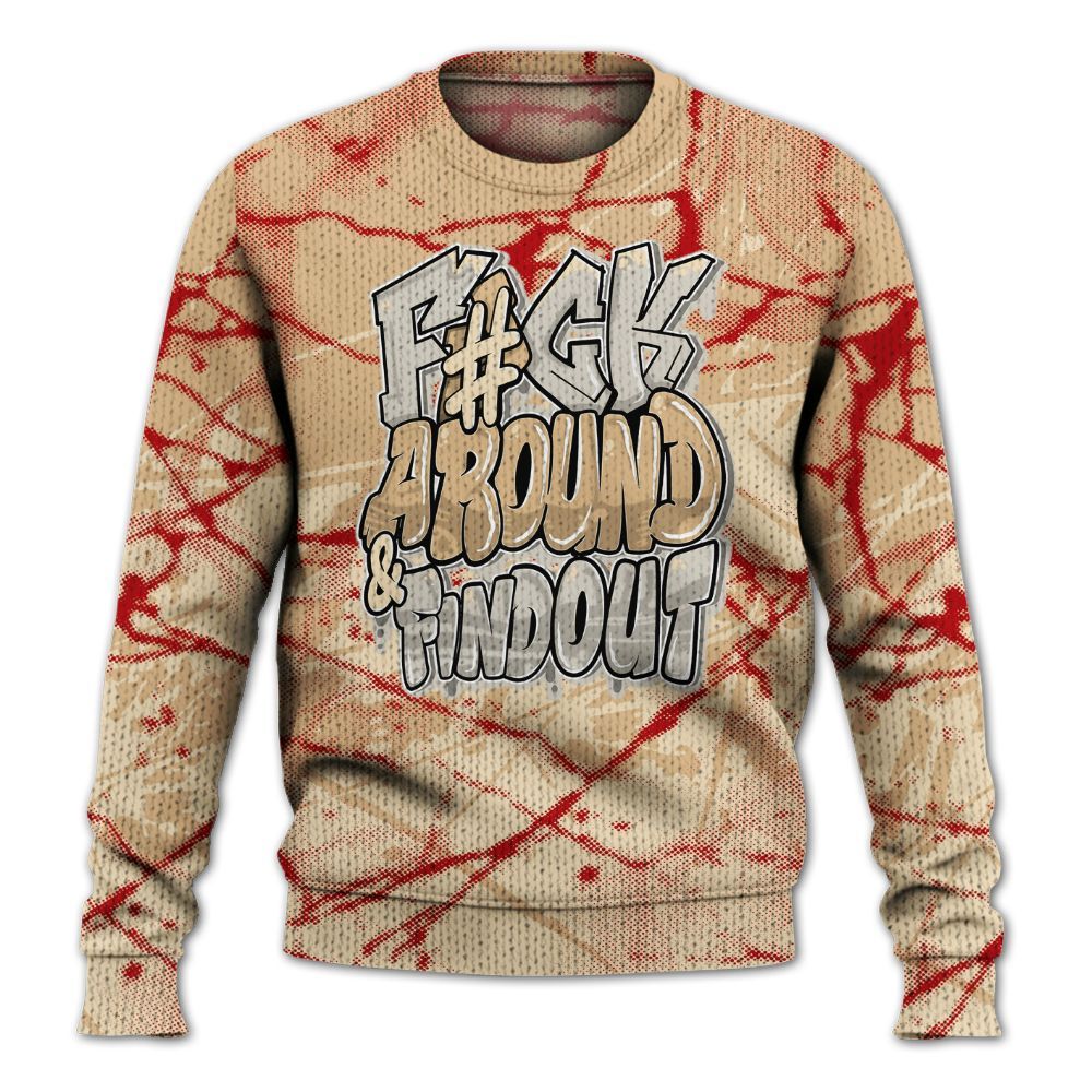 Knitted Sweater To Match Dunk Low Strawberry Waffle - F Around Find Out Graphic Profound