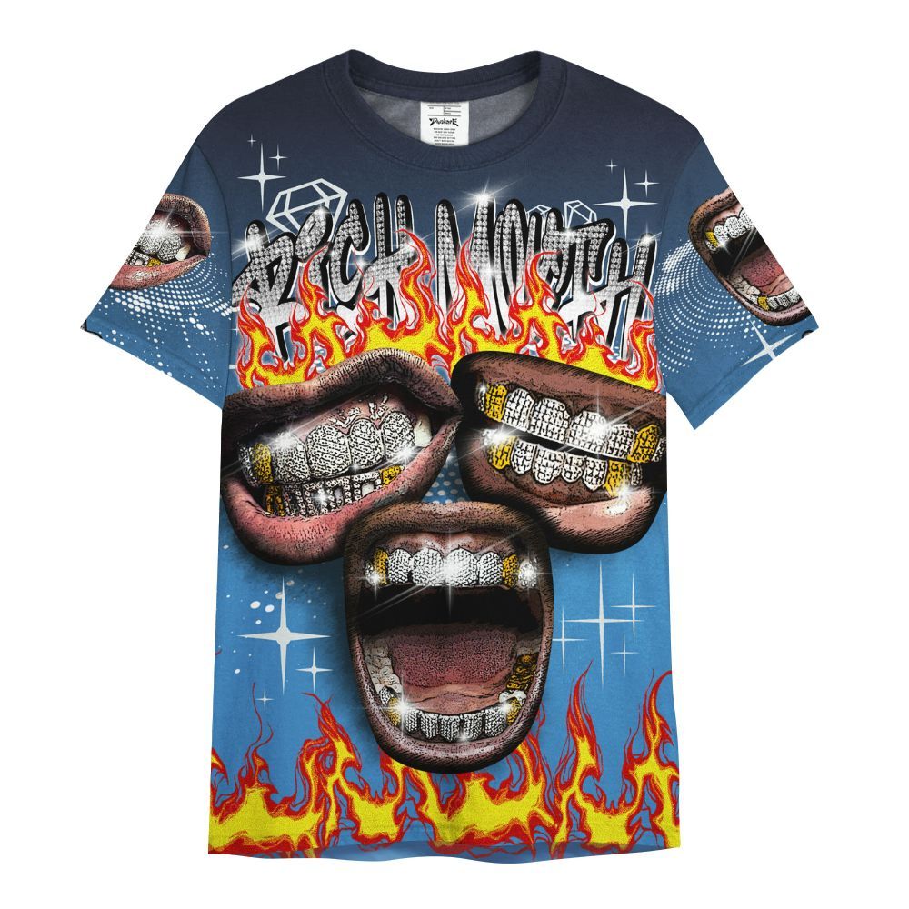 Shirt To Match Low OG Obsidian 1s - Rich Mouth Fire Rap Retro 90s All Over Print