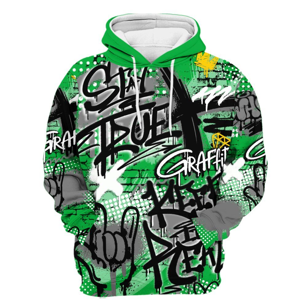 Hoodie To Match Lucky Green 5s - True It Real Graffiti Streetwear All Over Print