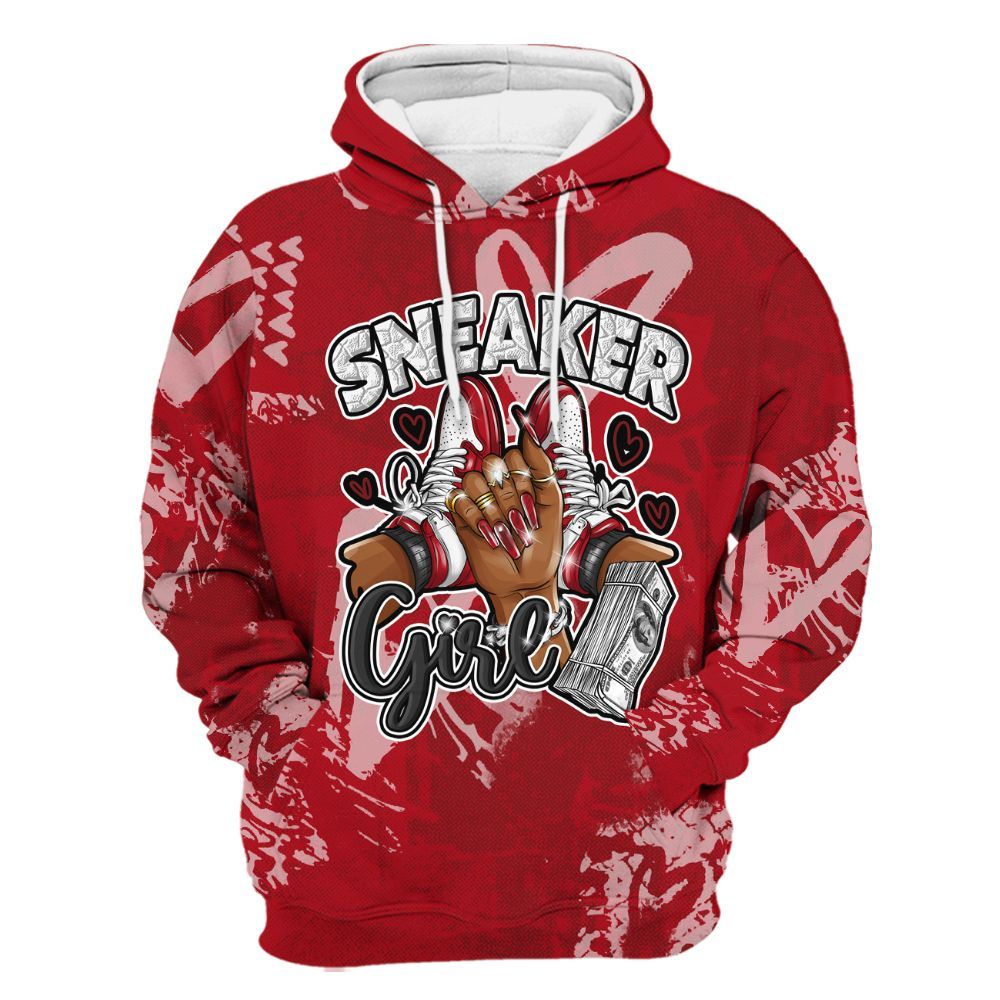Hoodie To Match Bred Velvet 11s - Sneakerz Girlz Heart Grunge All Over Print