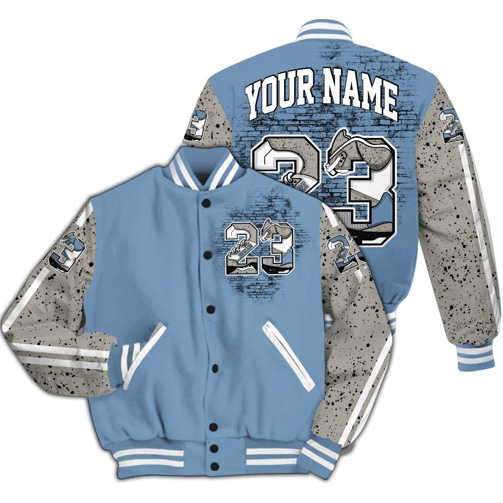 Varsity Jacket To Match University Blue 4s - Custom Name Number 23 5s All Over Print