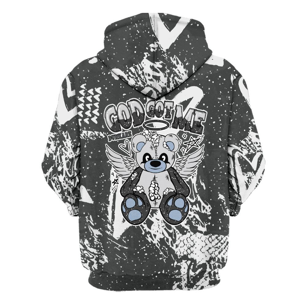 Hoodie To Match Reverse Black White 6s - Gods Guides Me Bear Heart Grunge All Over Print