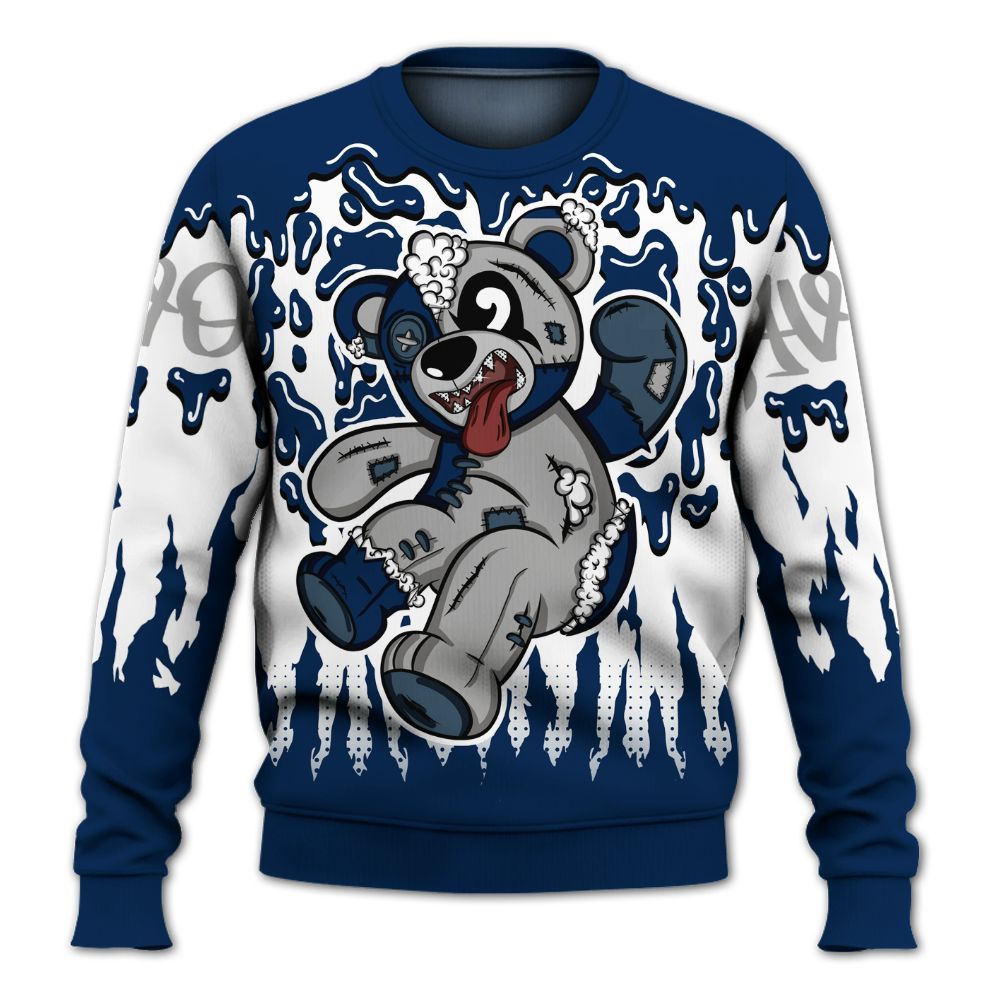Sweatshirt To Match SB White Navy 4s - Havok Bear Dripping All Over Print