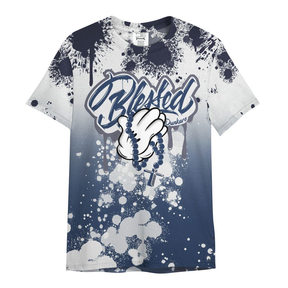 Shirt To Match Low 85 Metallic Blue 1s - God Blessed Ink Drip All Over Print