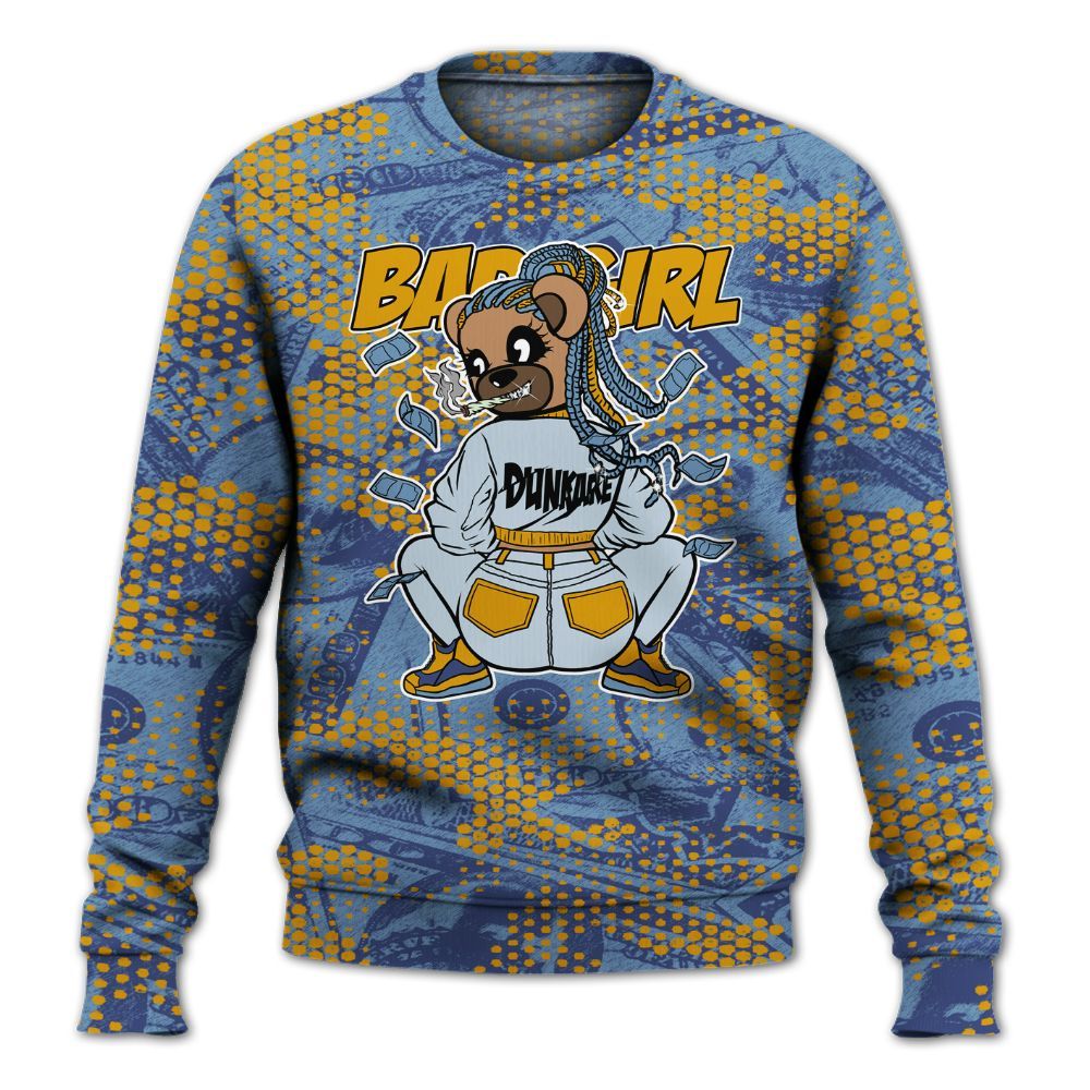 Sweatshirt To Match High OG First In Flight 1s - Rebellious Girl Bear Banknotes Art All Over Print