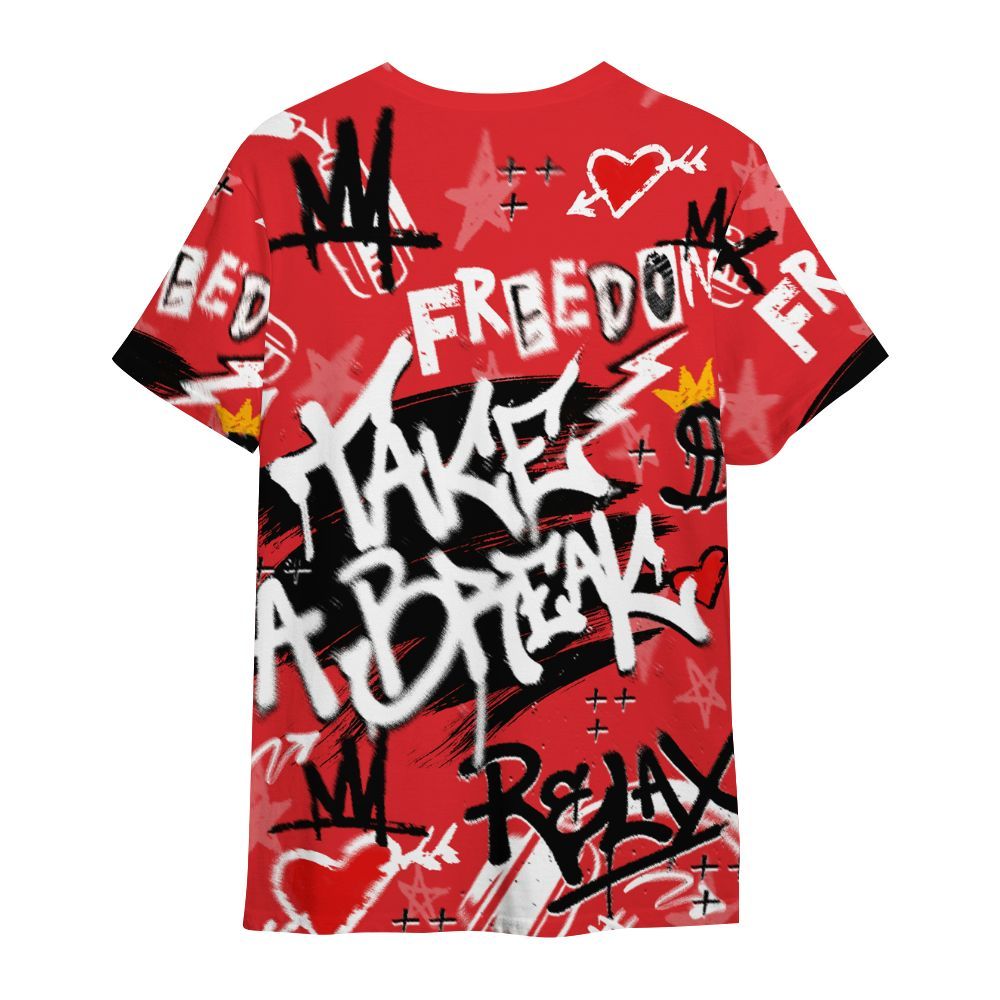 Shirt To Match Prime 93 Fire Red - Take Break Freedom Graffiti Streetwear All Over Print