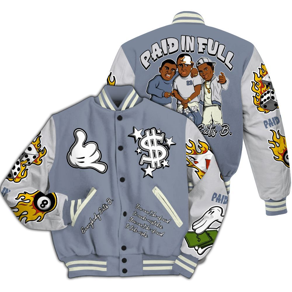 Varsity Jacket To Match Retro High OG Cool Grey 1s - Everybody Paid In Full Graphic All Over Print