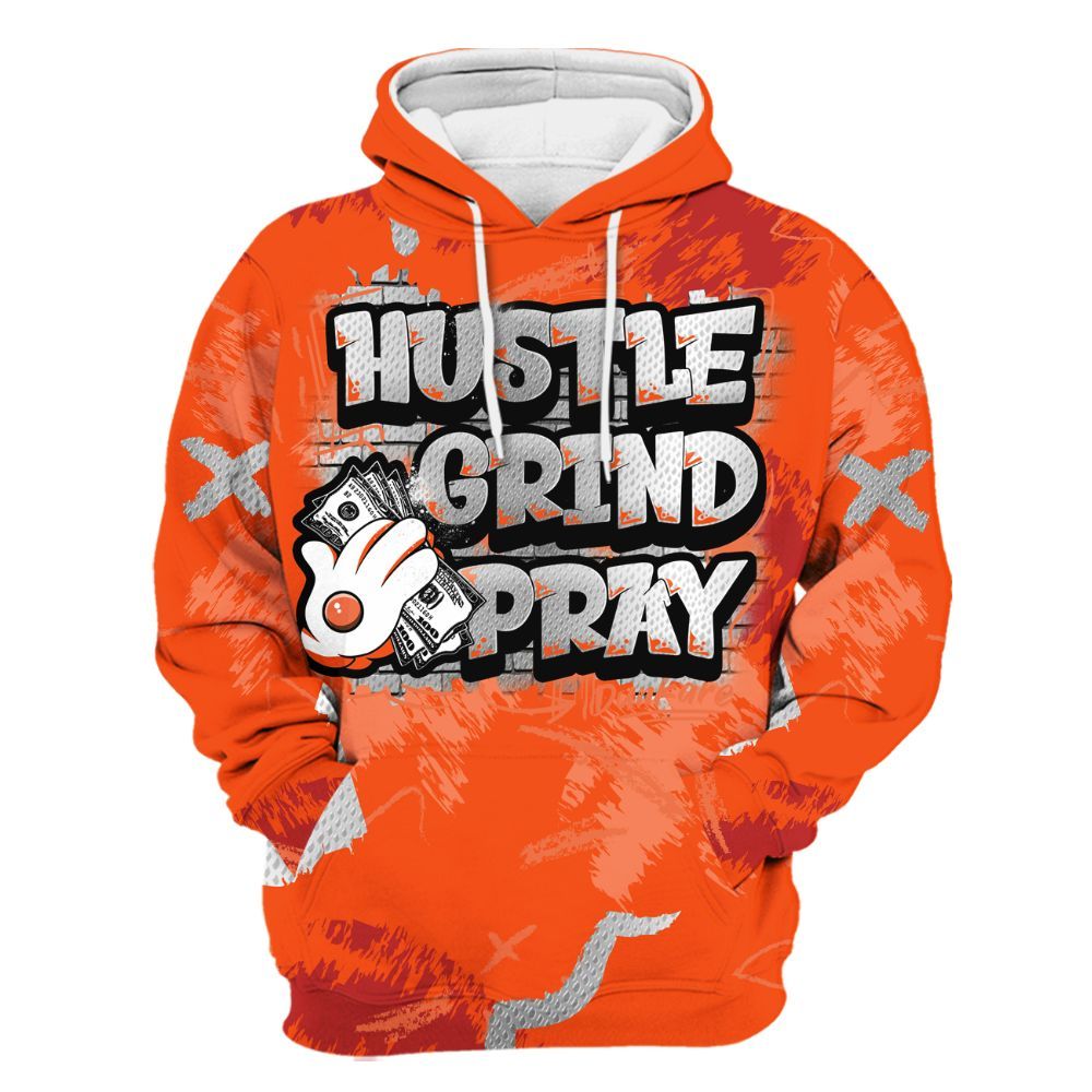 Hoodie To Match Kobe 6 Protro Total Orange - Hustle Grind Pray All Over Print