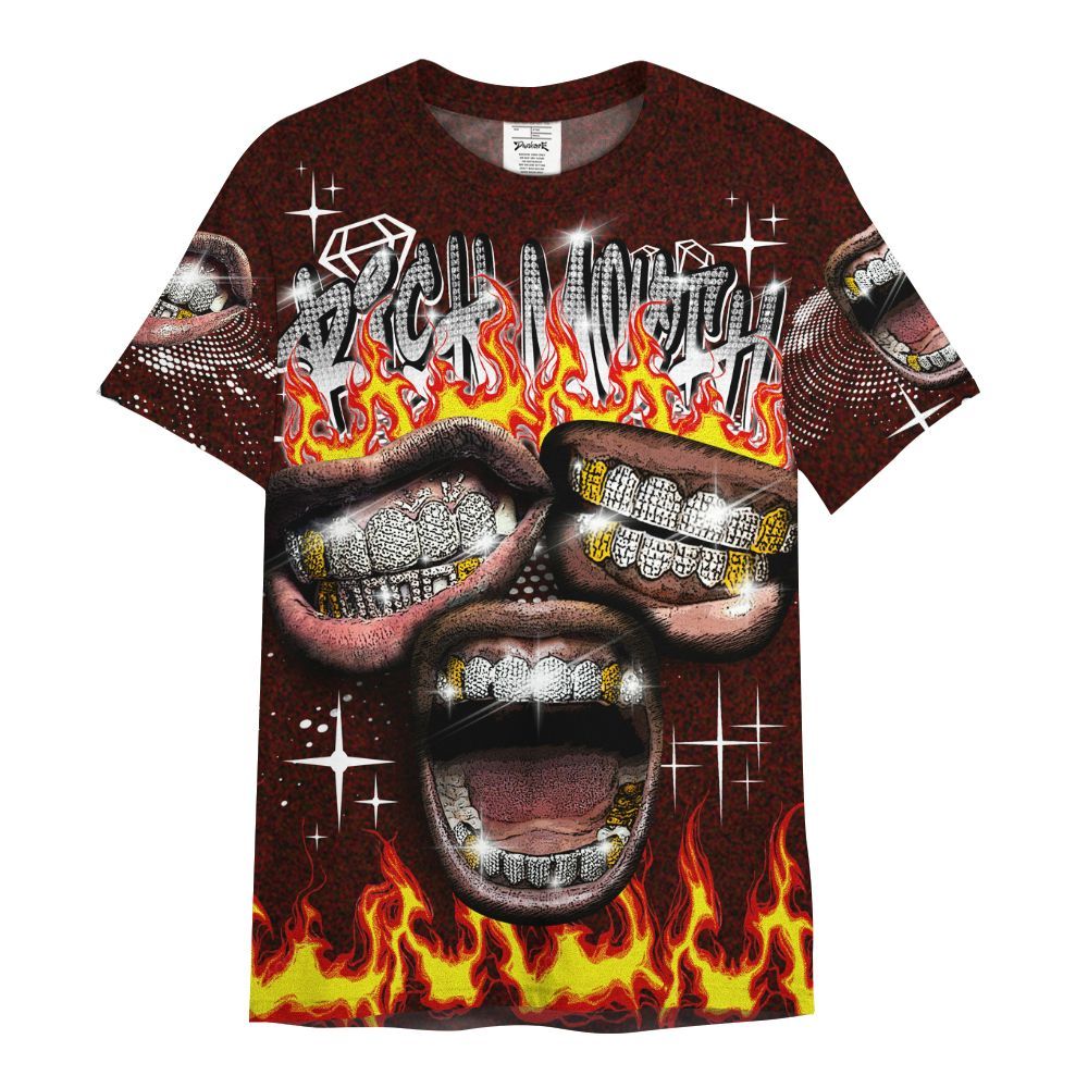 Shirt To Match Air Force 1 Low Halloween Skull 2024 - Rich Mouth Fire Rap Retro 90s All Over Print
