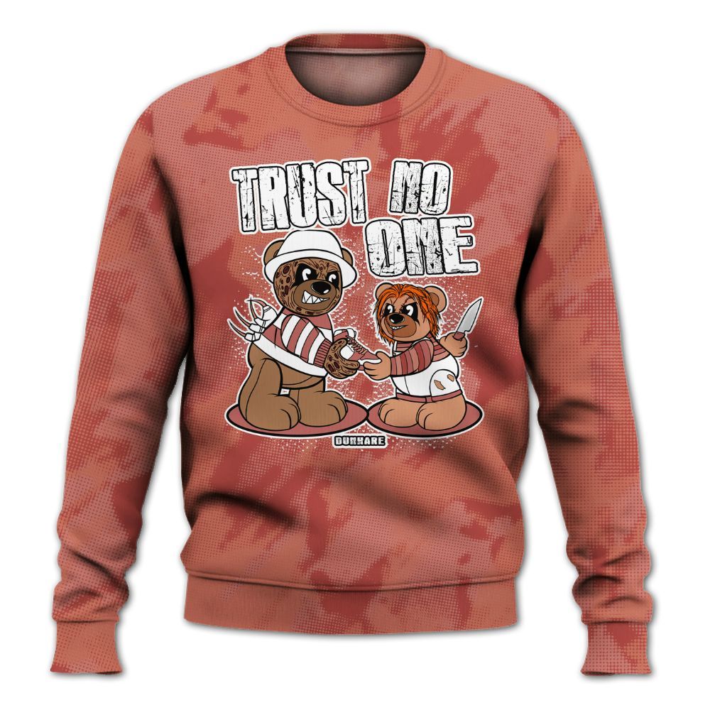 Sweatshirt To Match Dune Red 13s - Trust No One Bear Abstract Halftone All Over Print