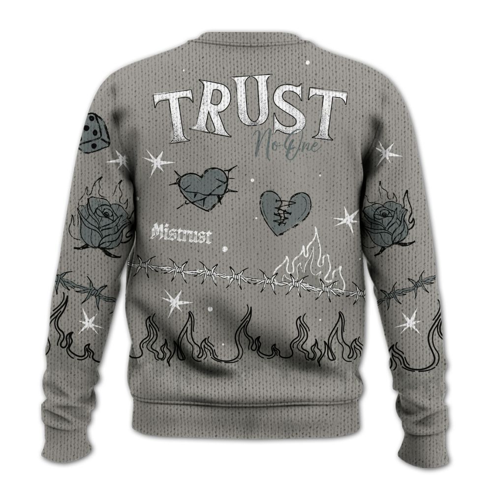 Knitted Sweater To Match Cool Grey 9s - Trust No One Snake-Bite Doodle Crayon