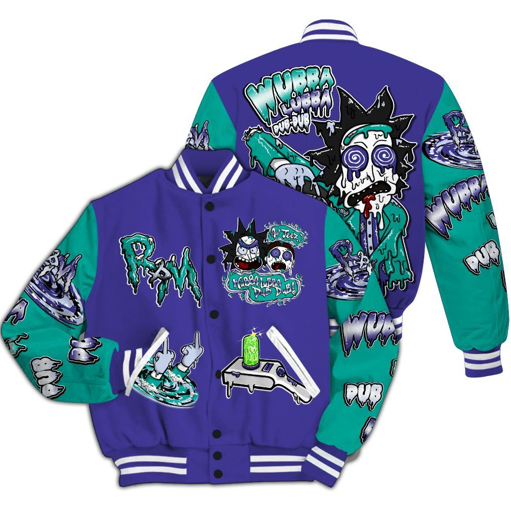 Varsity Jacket To Match Retro Grape 5s - Wubba Rick Drip All Over Print