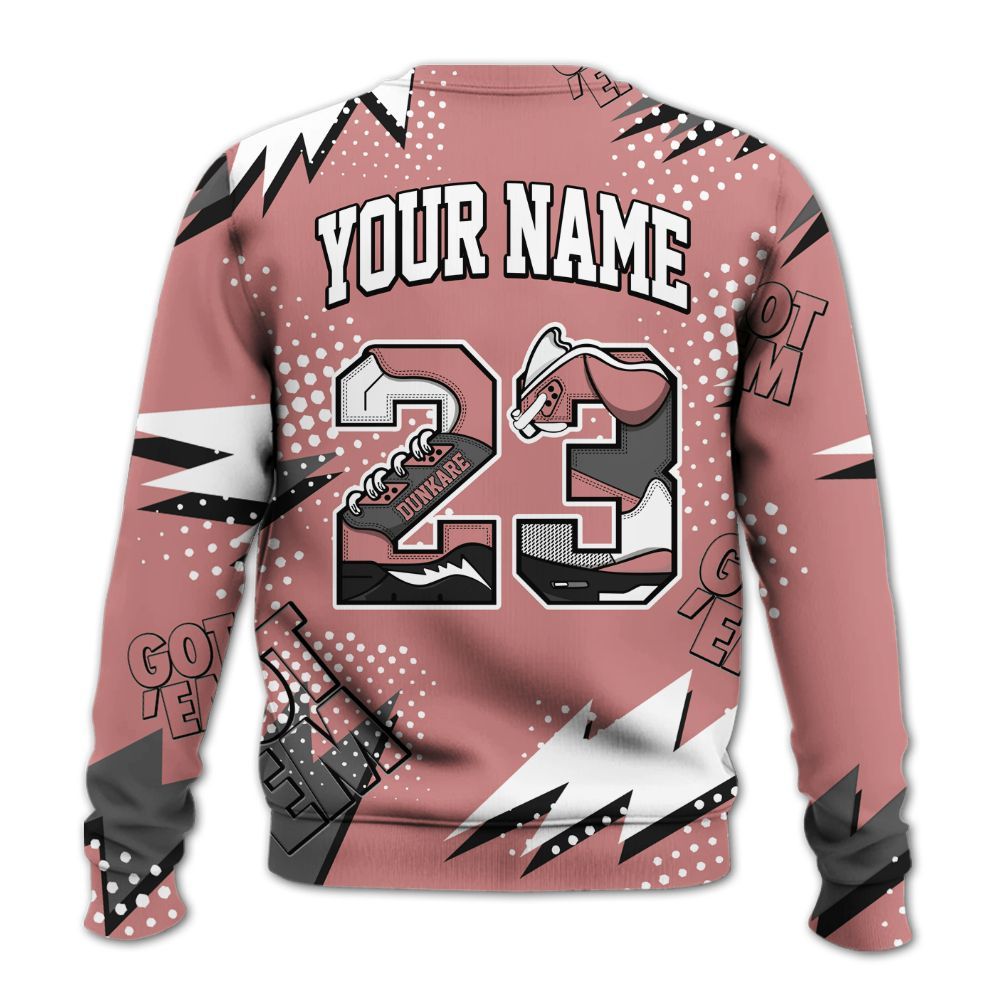 Sweatshirt To Match Low OG Rust Pink 1s - Custom Name Number 23 5s All Over Print
