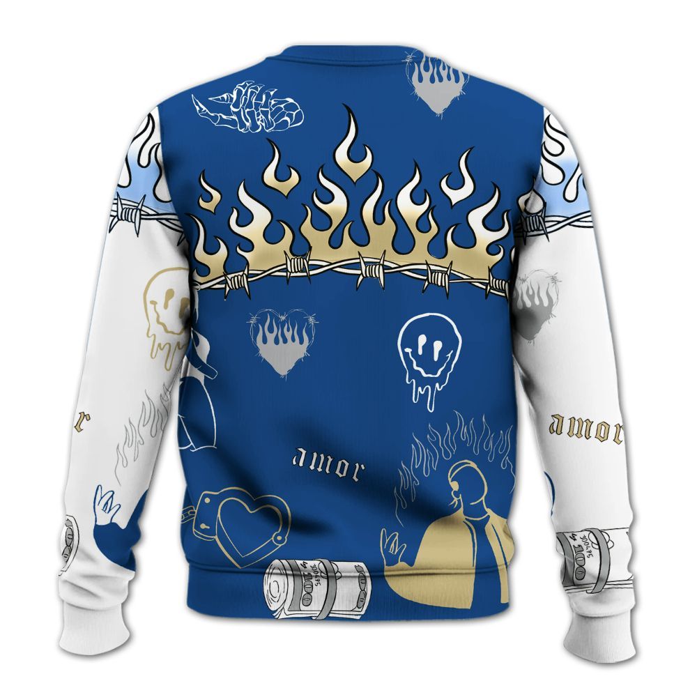 Sweatshirt To Match Air Ship Royal Blue - Snake Trust No One All Over Print