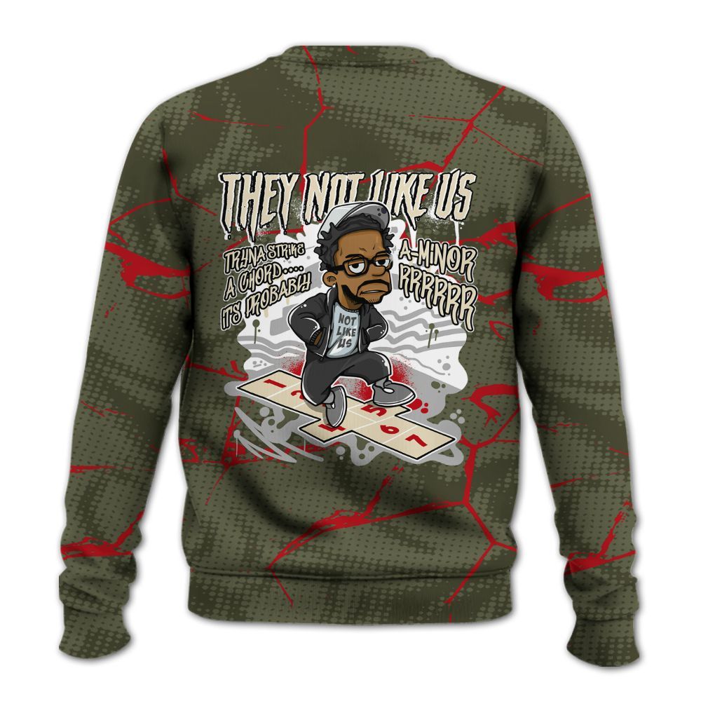 Sweatshirt To Match Travis Scott Low OG Medium Olive 1s - Hopscotch Dislike Us Graphic Crack All Over Print