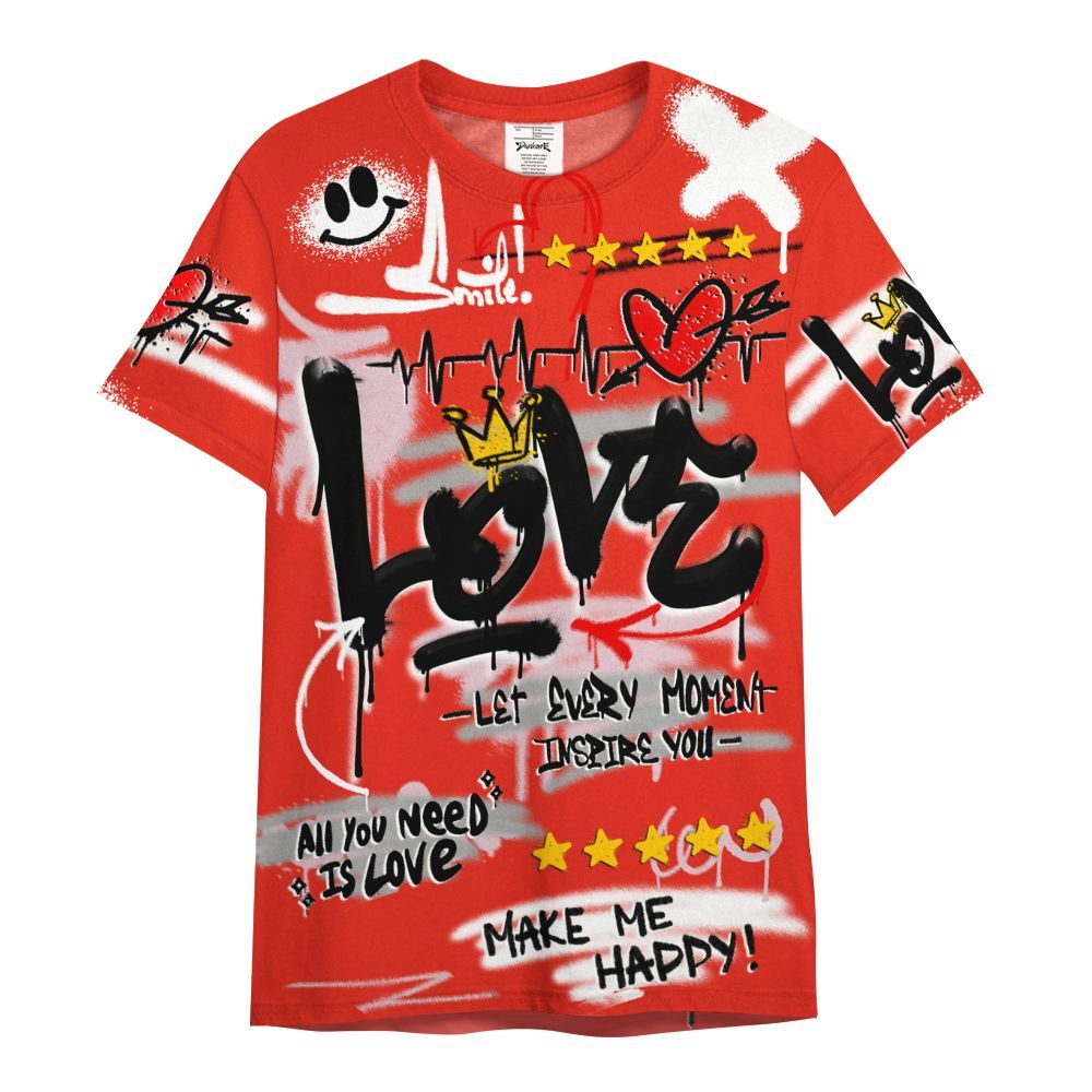 Shirt To Match Air Force 1 Low GS Valentine's Day - Happy Love Beats Graffiti Streetwear All Over Print
