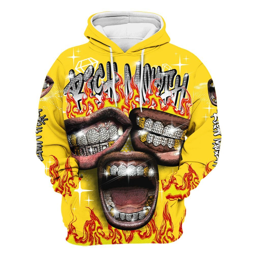 Hoodie To Match Retro Thunder 4s - Rich Mouth Fire Rap Retro 90s All Over Print
