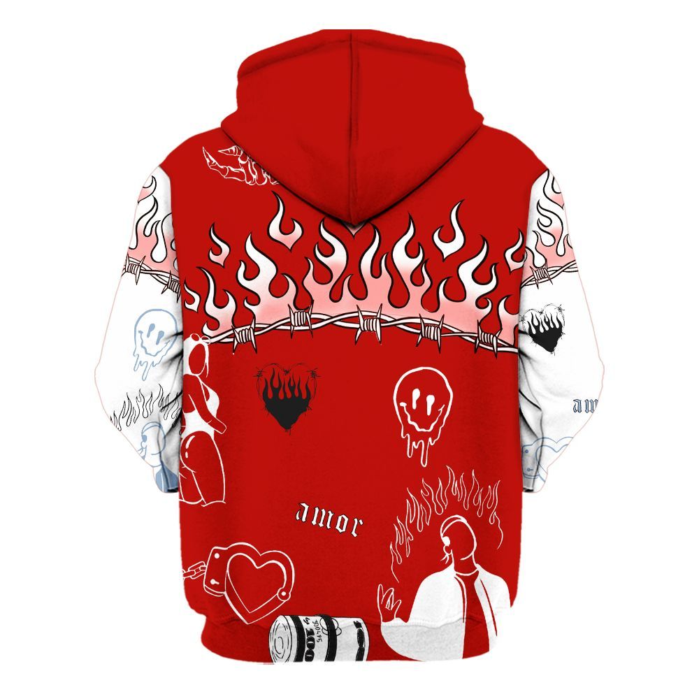 Hoodie To Match OG Fire Red 5s, Snake Trust No One All Over Print