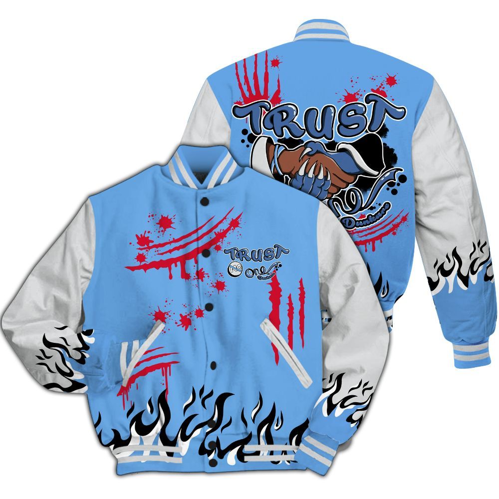 Varsity Jacket To Match University Blue 6s - Graphic Trust No One All Over Print