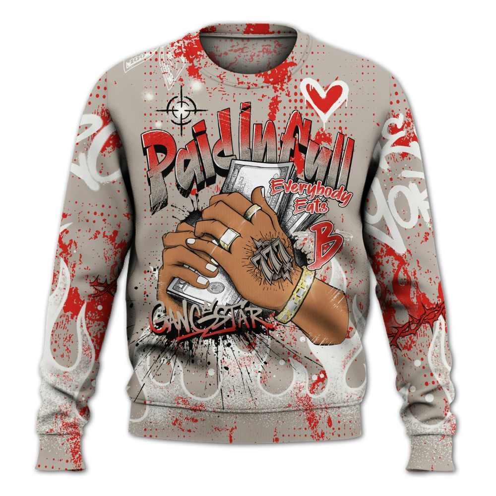 Sweatshirt To Match Low OG Phantom 1s - Lucky Money Paid In Full Graffiti All Over Print