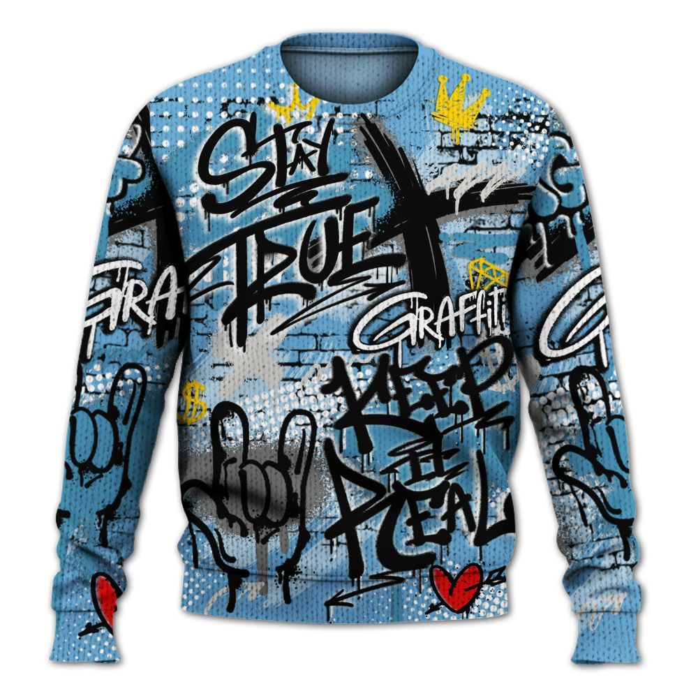 Knitted Sweater To Match SB Dunk Low University Blue - True It Real Graffiti Streetwear