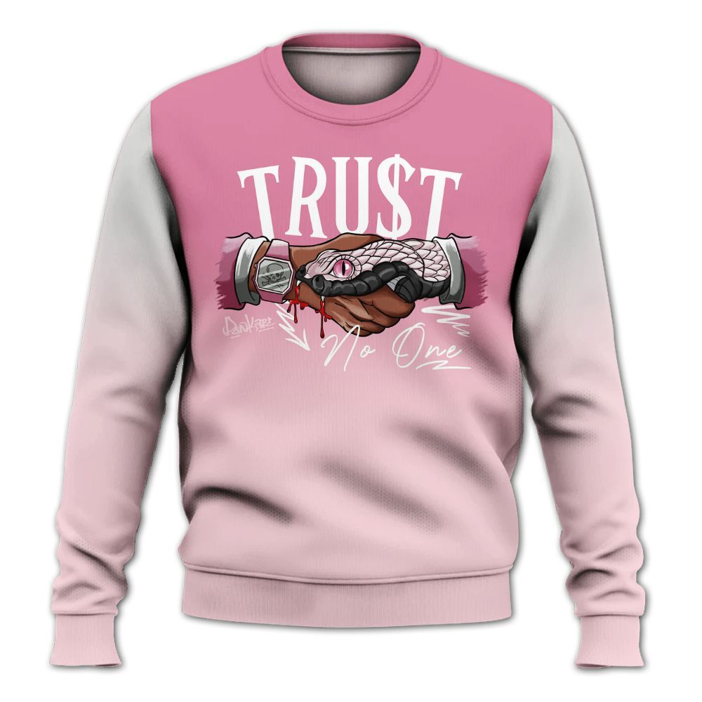 Sweatshirt To Match GS Pearl Pink 12s Shirt, Snake Trust No One Drip All Over Print