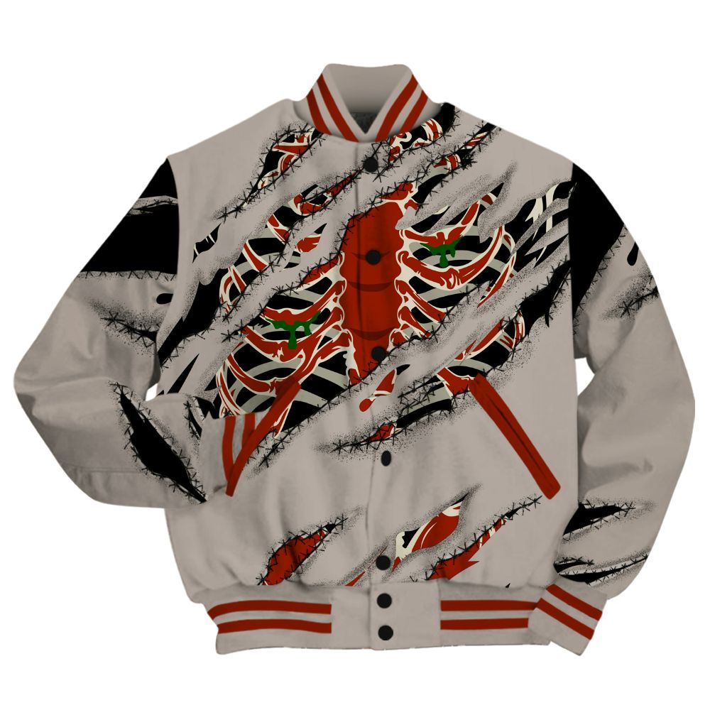Varsity Jacket To Match El Grito 5s Shirt, GOT 'EM Skeleton Scratch All Over Print