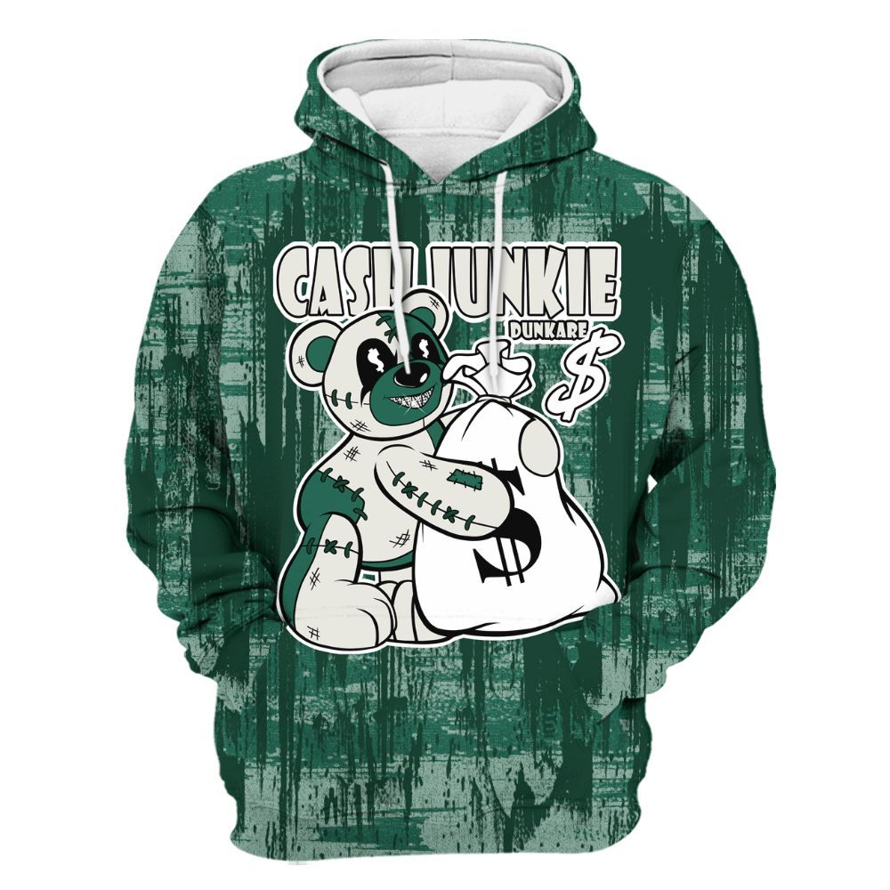 Hoodie To Match Oxidized Green 4s - Cashs Junkie Bear Glitch Art All Over Print