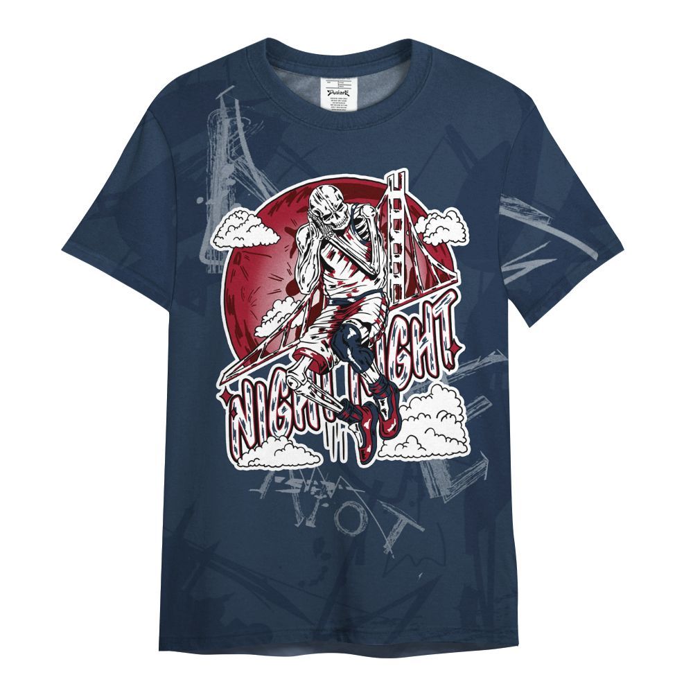 Shirt To Match White Midnight Navy 6s - Seeya Skeleton Messyz All Over Print